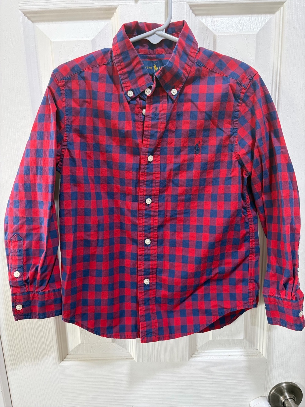 Ralph Lauren Red and Blue Check Button-Down Shirt